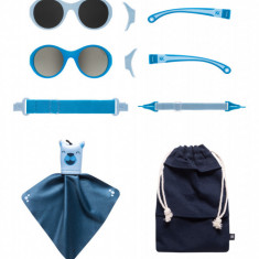 Ochelari de soare pentru copii mokki click & change, protectie uv, bleu, 0-2 ani, set 2 perechi