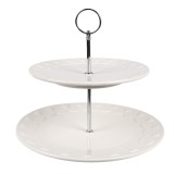 Cumpara ieftin Platou supraetajat ceramica alba 26x26 cm