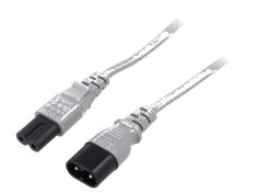 Cablu IEC C7 mamă - IEC C8 tată, 5m, 2x0,75mm2, 2,5A, 250V, gri