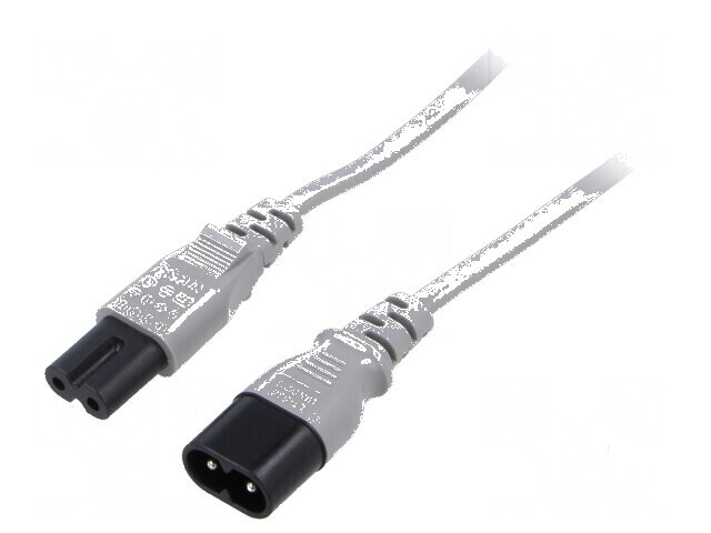 Cablu IEC C7 mamă - IEC C8 tată, 5m, 2x0,75mm2, 2,5A, 250V, gri