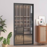 Ușă de interior, 102,5x201,5 cm, Negru, sticlă ESG și aluminiu