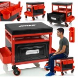 Taburet, scaun pentru atelier cu sertar, 33,5x27x17cm 135kg, Verke