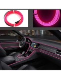 Fir neon auto electroluminiscent El Wire 5m cu lumina Roz cu droser si mufa bricheta