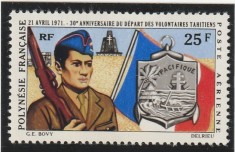 Polynesia 1971 - Militar , Arma , drapel , dantelat .MNH , Mi.128