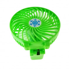 Ventilator portabil cu maner de 11 cm, acumulator 18650, putere 3W, cablu de alimentare microUSB, verde