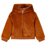 Jachetă cu glugă pentru copii, blană artificială, coniac, 104, vidaXL