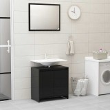 Cumpara ieftin Set mobilier de baie, negru extralucios, PAL