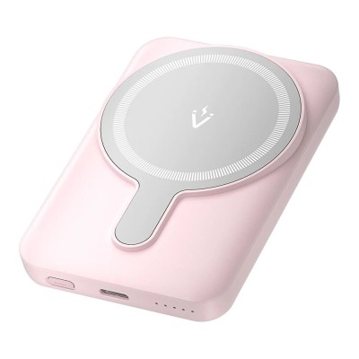 Baterie externa wireless, Type-C, 5000mAh, Vention, FHSP0, roz foto