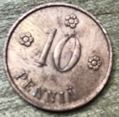 MNDSTR053 Finlanda (curatata) 10 Pennia 1961