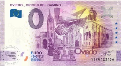 !!! 0 EURO SOUVENIR - SPANIA , OVIEDO , ORIGEN DEL CAMINO - 2021.1 - UNC // NU TRIMIT PRIN CURIER foto