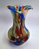 Vază Vintage din Sticlă Masivă Multicoloră &ndash; Stil Murano, 19 cm / 720g