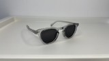 Ochelari de soare rotunzi unisex, stil Oliver Peoples, rama gri transparent, protectie UV400, husa + laveta microfibra