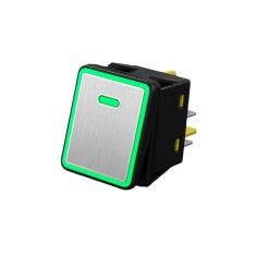 Intrerupator rocker basculant metalic ON-OFF KCD4-082, 4 pini, LED verde, 30A, 250VAC, IP67