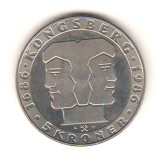 SV * Norvegia 5 KRONER 1986 * Aniversarea Monetariei 1686 * AUNC +, Europa, Nichel