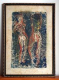 Imbaiere - arta erotica, tehnica mixta pe hartie cu fibre, tablou nuduri 33x48cm, Nud, Guasa, Avangardism