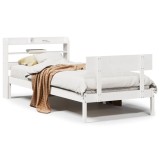 Cumpara ieftin Cadru de pat fara saltea, alb, 90x200 cm, lemn masiv pin