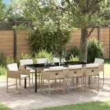 Cumpara ieftin Set de masă pentru grădină cu pernă 9 pcs Bej Rattan poli