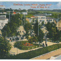 3457 - SLATINA, School, Park, Romania - old postcard, CENSOR - used - 1918