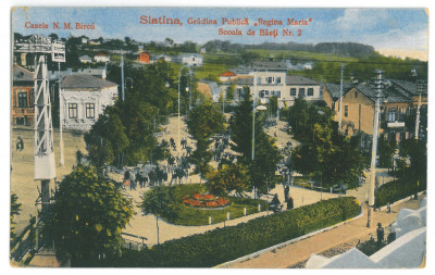 3457 - SLATINA, School, Park, Romania - old postcard, CENSOR - used - 1918 foto