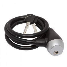 Cablu antifurt din otel pentru bicicleta, cu incuietoare - 10 mm x 120 cm negru