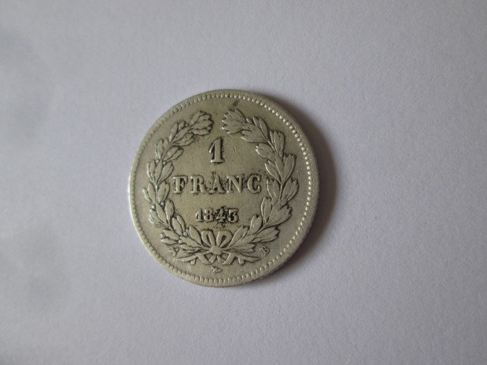 Rara! Franta 1 Franc 1843 B(Rouen) argint Louis Philippe I
