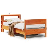 Cumpara ieftin Cadru pat fara saltea, maro ceruit, 75x190 cm, lemn masiv pin