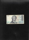 Croatia 5000 Dinari 1992, Bancnota Rara, Seria 6504921