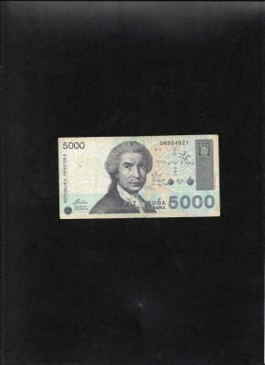 Rar! Croatia 5000 5.000 dinari dinara 1992 seria6504921 foto