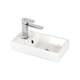 Lavoar ceramic alb Melanie 40 cm, design modern, ideal baie mica, rezistent uzura, montaj usor