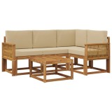 vidaXL Set de canapele de exterior 5 pcs Natural și Bej Poliester 3385199