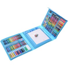 Set 208 piese, complet pentru pictura si desen, flippy, tip servieta, 3-12 ani, 40.5 x 5 x 30 cm, albastru foto