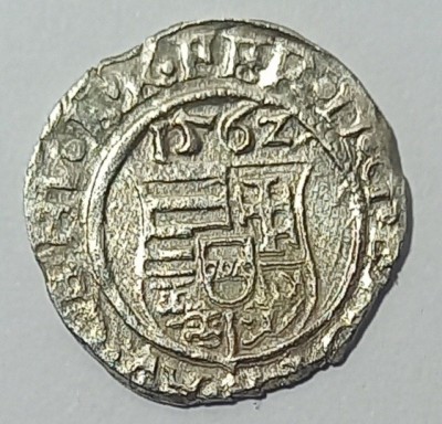 Ferdinand I, 1562, Denar Maghiar, Kremnica, Argint. foto