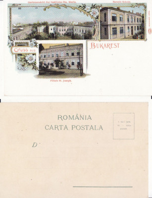 Bucuresti -Baratia, Institutul Sf. Maria, Sf.Iosif-litografie, catolicism,rara foto