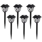 Set 6X Lampi solare pentru gradina tip felinar, negru