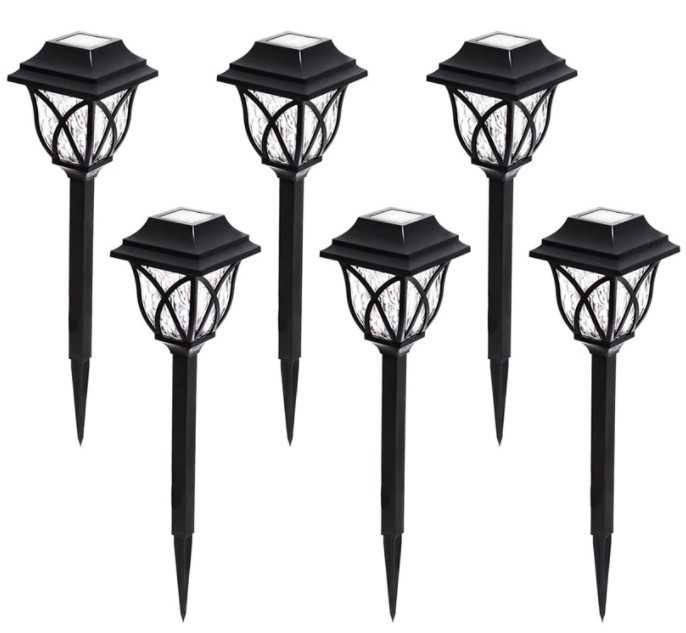 Set 6X Lampi solare pentru gradina tip felinar, negru