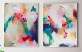 Tablou Abstract Ulei Pe Panza, 200x100 cm, Pictat Manual, Texturat, Foita Aur, Semnat, Tablou Living, Sufragerie, Birou, Decorativ, Modern
