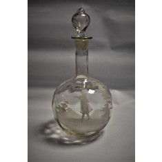 Decantor / Sticla lichior cu dop - sticla pictata Mary Gregory Boemia cca. 1900