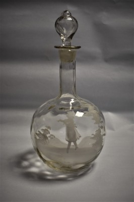 Decantor / Sticla lichior cu dop - sticla pictata Mary Gregory Boemia cca. 1900 foto