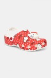Crocs papuci Classic Hello Kitty Red Clog femei, culoarea rosu, 210575