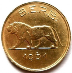 RWANDA - BURUNDI , 1 FRANC 1961 , Stepping lion (Panthera leo-Felidae) foto