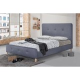 Pat tapitat Colon 90x200cm, cadru din lemn cu somiera fixa, culoare Gri