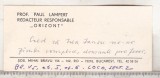 Bnk div Carte de vizita cu felicitare olografa - Paul Lampert