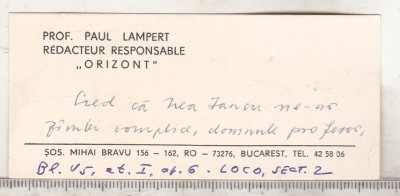 bnk div Carte de vizita cu felicitare olografa - Paul Lampert foto