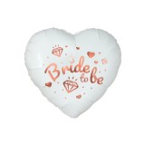 Balon folie model inimioara cu inscriptie Bride to be alb 46 cm