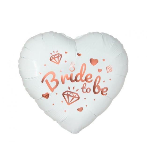 Balon folie model inimioara cu inscriptie Bride to be alb 46 cm