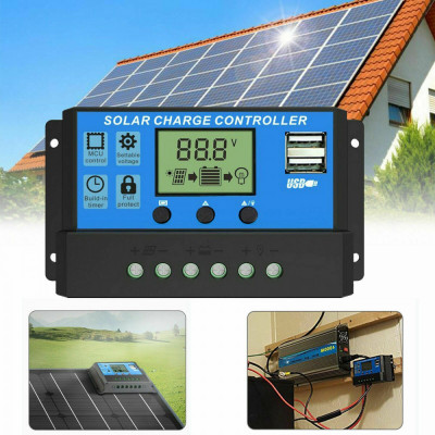 Controler Regulator de incarcare panou solar, 12 - 24V, 30A, mini dual USB foto