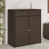 vidaXL Dulap Depozitare Gradina Ratan Maro 105x55x113cm | Cutie Exterior pentru Unelte, Jucarii, Perne
