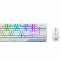 Kit Tastatura si mouse MSI VIGOR GK30 COMBO, layout UK, USB, iluminare RGB (Alb)