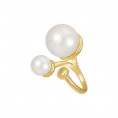 Inel Jubilee Double Pearl, auriu, reglabil, model cu perle - Colectia Universe of Pearls