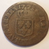 Franța 1 Liard 1773 W Lille Ludovic XV Monedă Veche 3 Deniers